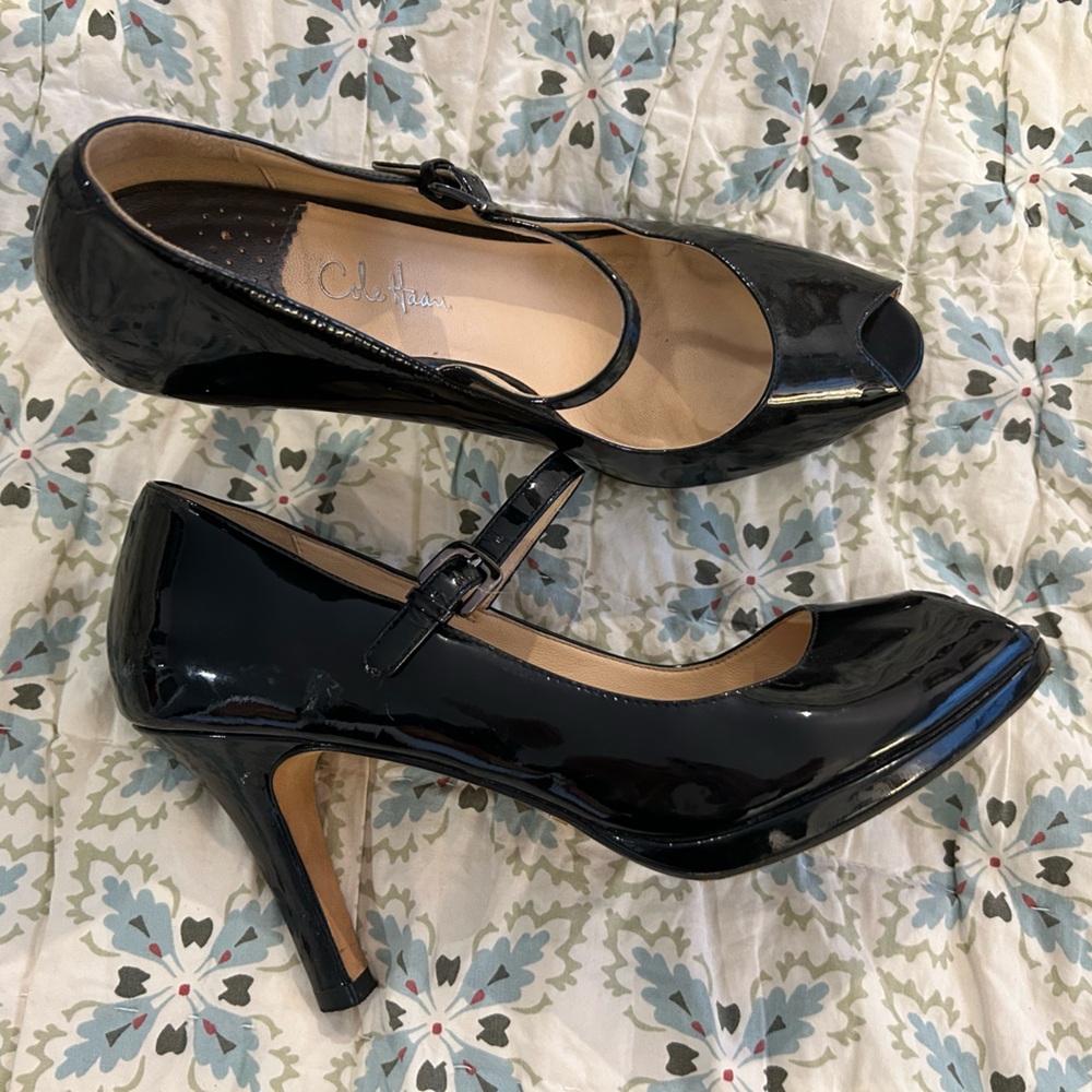 END OF SEASON SALE! Cole Haan Nike Air Peep Toe Patent Leather Mary Jane Heels